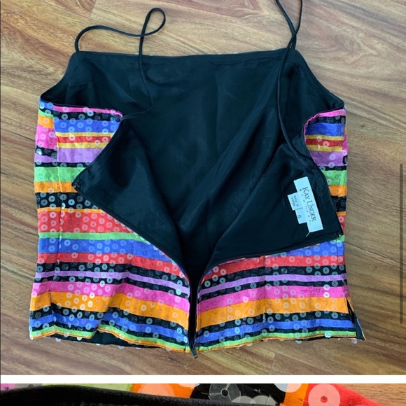 Kay Unger Colorful Striped Sequin Top - Picture 8 of 10